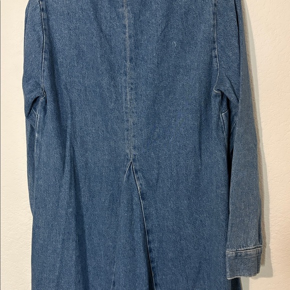 Zara Tilda Denim Long Sleeve Maxi Dress V Neck M - Picture 7 of 8